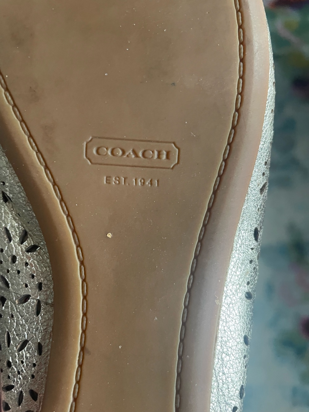 COACH Eyelet Gold Leather Ballet Flats 8 - Picture 6 of 6